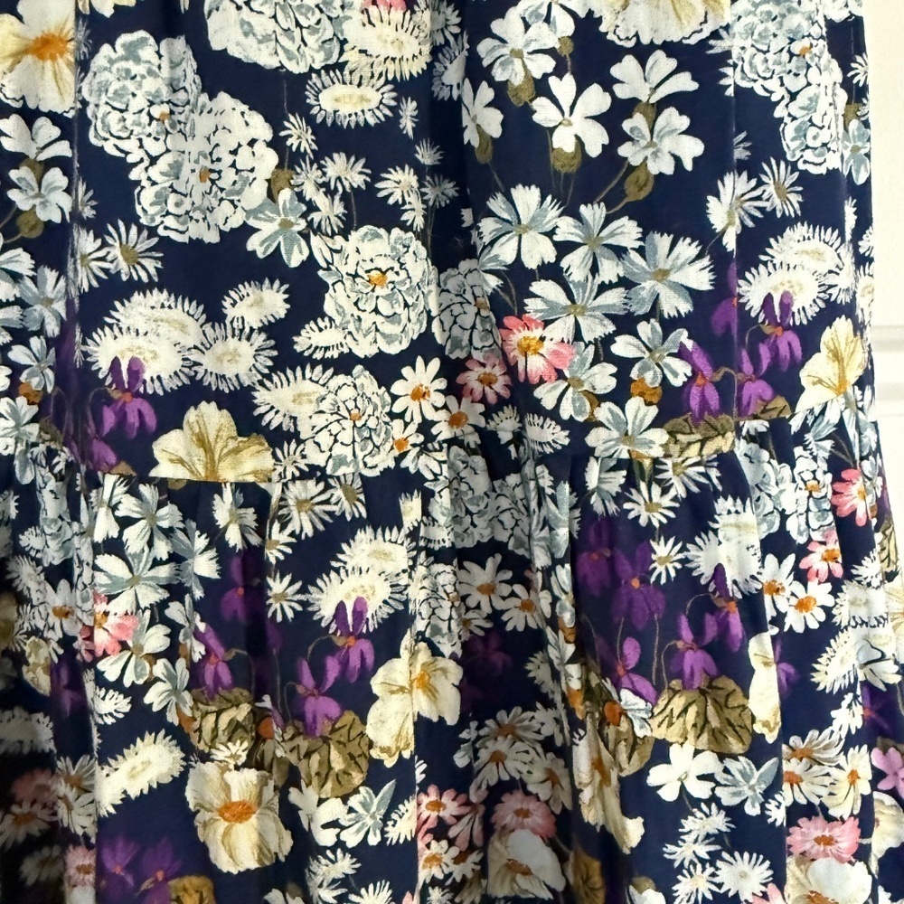 LES RÊVERIES Midi Dress Halter-Neck Floral Print Shirred Bodice 100% Cotton Sz 2 - Picture 11 of 14